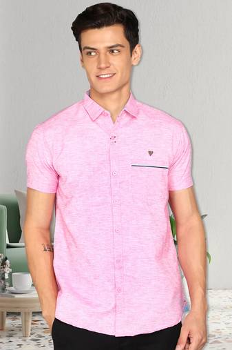 Men's slim fit linen cotton casual shirt | half sleeves shirt for men