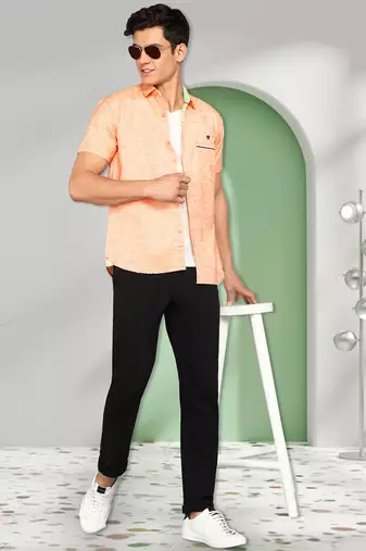 Men's slim fit linen cotton casual shirt | half sleeves shirt for men