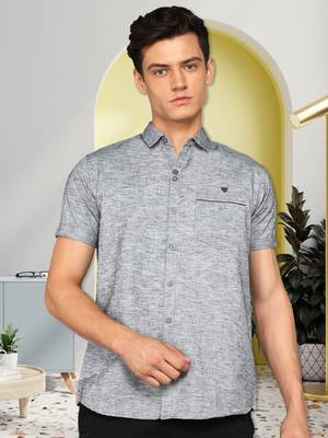 Men's slim fit linen cotton casual shirt | half sleeves shirt for men 1