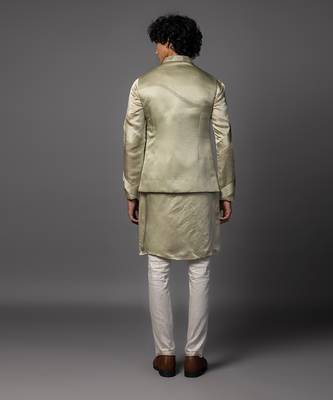 Kasuti elephant green kurta jacket set 2