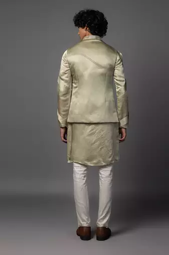 Kasuti elephant green kurta jacket set
