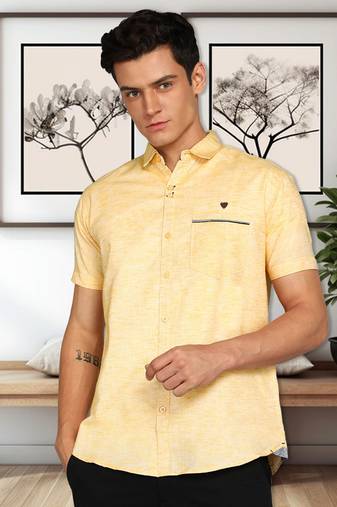 Men's slim fit linen cotton casual shirt | half sleeves shirt for men