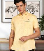 Men's slim fit linen cotton casual shirt | half sleeves shirt for men