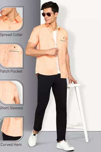 Men's slim fit linen cotton casual shirt | half sleeves shirt for men