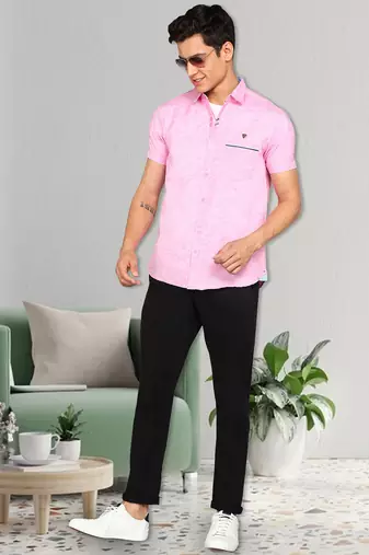 Men's slim fit linen cotton casual shirt | half sleeves shirt for men