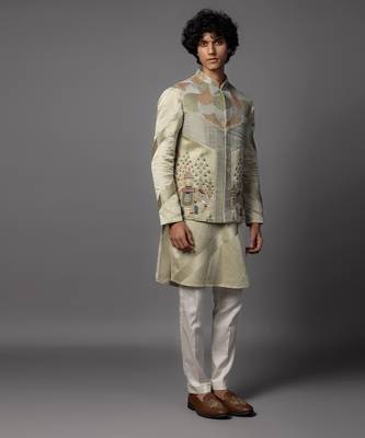 Kasuti elephant green kurta jacket set 4