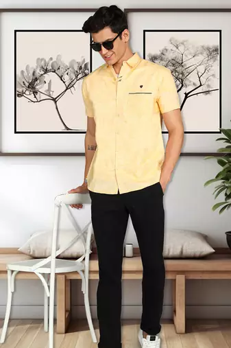 Men's slim fit linen cotton casual shirt | half sleeves shirt for men
