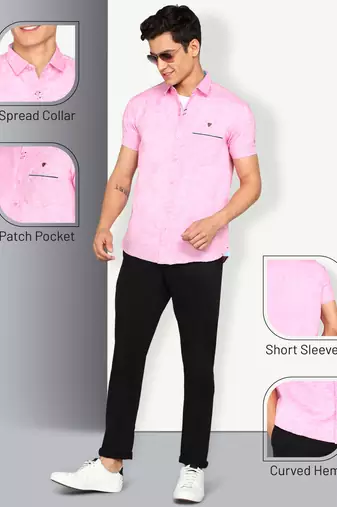Men's slim fit linen cotton casual shirt | half sleeves shirt for men