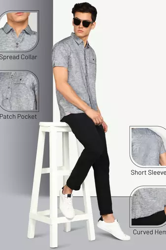 Men's slim fit linen cotton casual shirt | half sleeves shirt for men