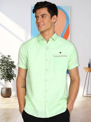 Men's slim fit linen cotton casual shirt | half sleeves shirt for men 1