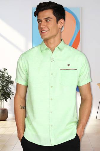 Men's slim fit linen cotton casual shirt | half sleeves shirt for men