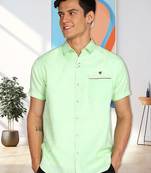 Men's slim fit linen cotton casual shirt | half sleeves shirt for men