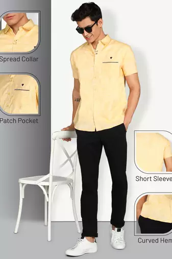 Men's slim fit linen cotton casual shirt | half sleeves shirt for men
