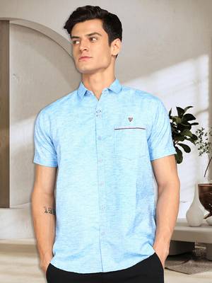 Men's slim fit linen cotton casual shirt | half sleeves shirt for men 1
