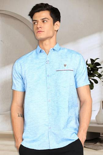 Men's slim fit linen cotton casual shirt | half sleeves shirt for men