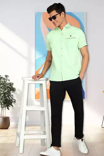 Men's slim fit linen cotton casual shirt | half sleeves shirt for men