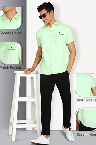 Men's slim fit linen cotton casual shirt | half sleeves shirt for men