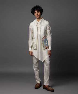The bird house cream kurta jacket set 1