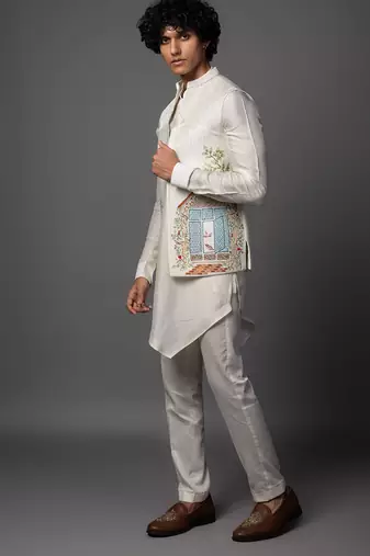 The bird house cream kurta jacket set
