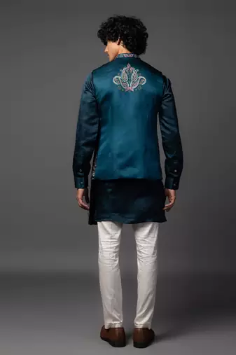 Gautam buddha pastel mint green kurta jacket set