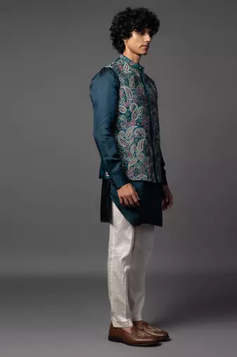 Gautam buddha pastel mint green kurta jacket set
