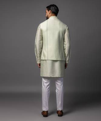 Kasuti meenakari teal blue kurta jacket set 2