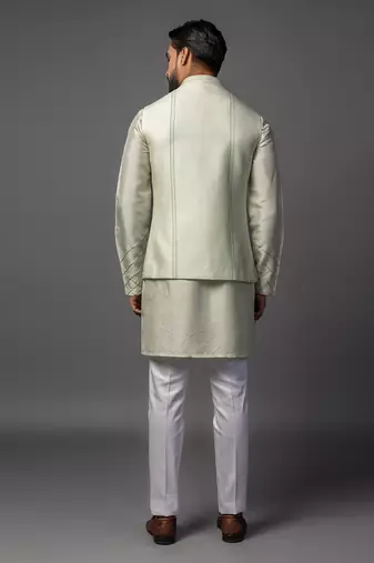 Kasuti meenakari teal blue kurta jacket set