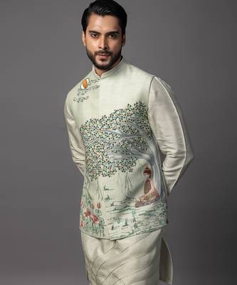 Kasuti meenakari teal blue kurta jacket set 4