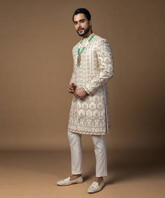 Pink bariki sherwani set 2