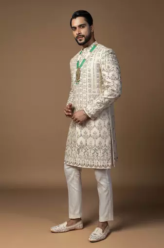 Pink bariki sherwani set