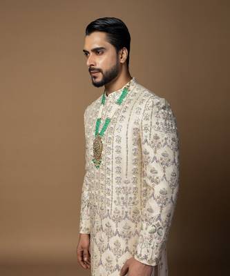 Pink bariki sherwani set 3