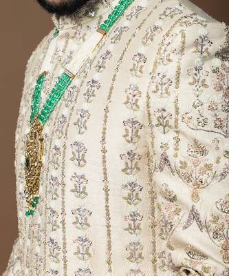 Pink bariki sherwani set 4