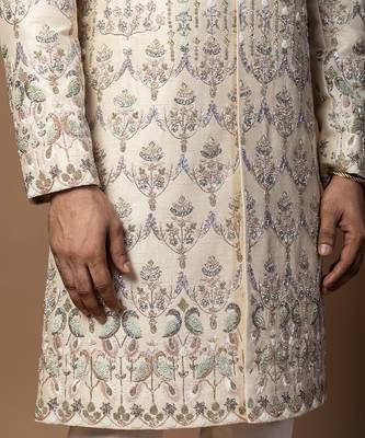 Pink bariki sherwani set 5