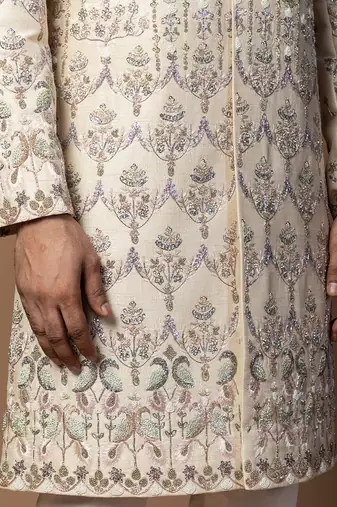 Pink bariki sherwani set