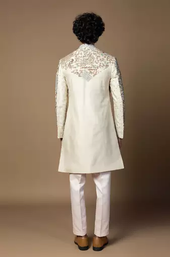 Ivory bageecha sherwani set