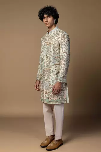 Ivory bageecha sherwani set
