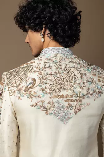 Ivory bageecha sherwani set