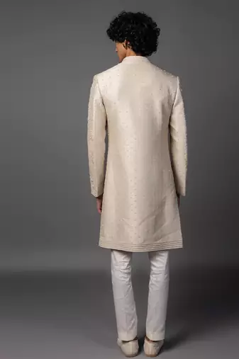 Fawn andarmahal sherwani set