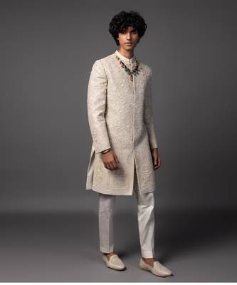 Fawn andarmahal sherwani set 4