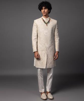 Fawn andarmahal sherwani set 5