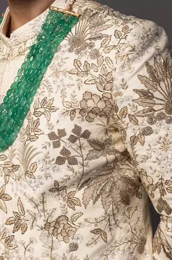 Ivory rainforest sherwani set