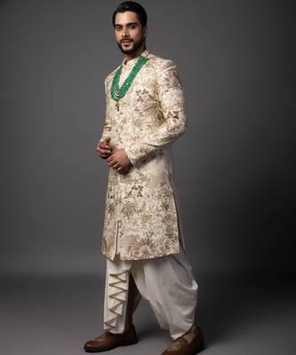 Ivory rainforest sherwani set 3
