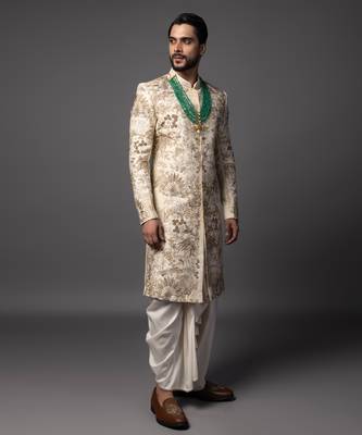 Ivory rainforest sherwani set 5