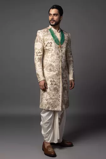Ivory rainforest sherwani set