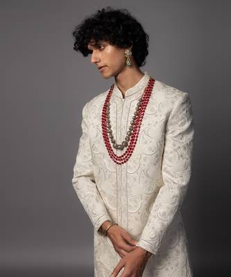 Ivory pichwai sherwani set 2