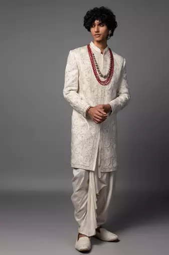 Ivory pichwai sherwani set
