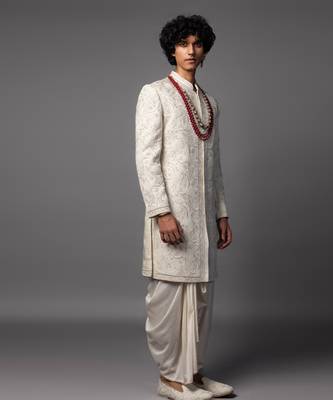 Ivory pichwai sherwani set 5