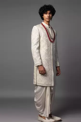 Ivory pichwai sherwani set