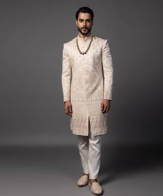 Peach barkah sherwani set 1