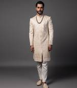 Peach barkah sherwani set